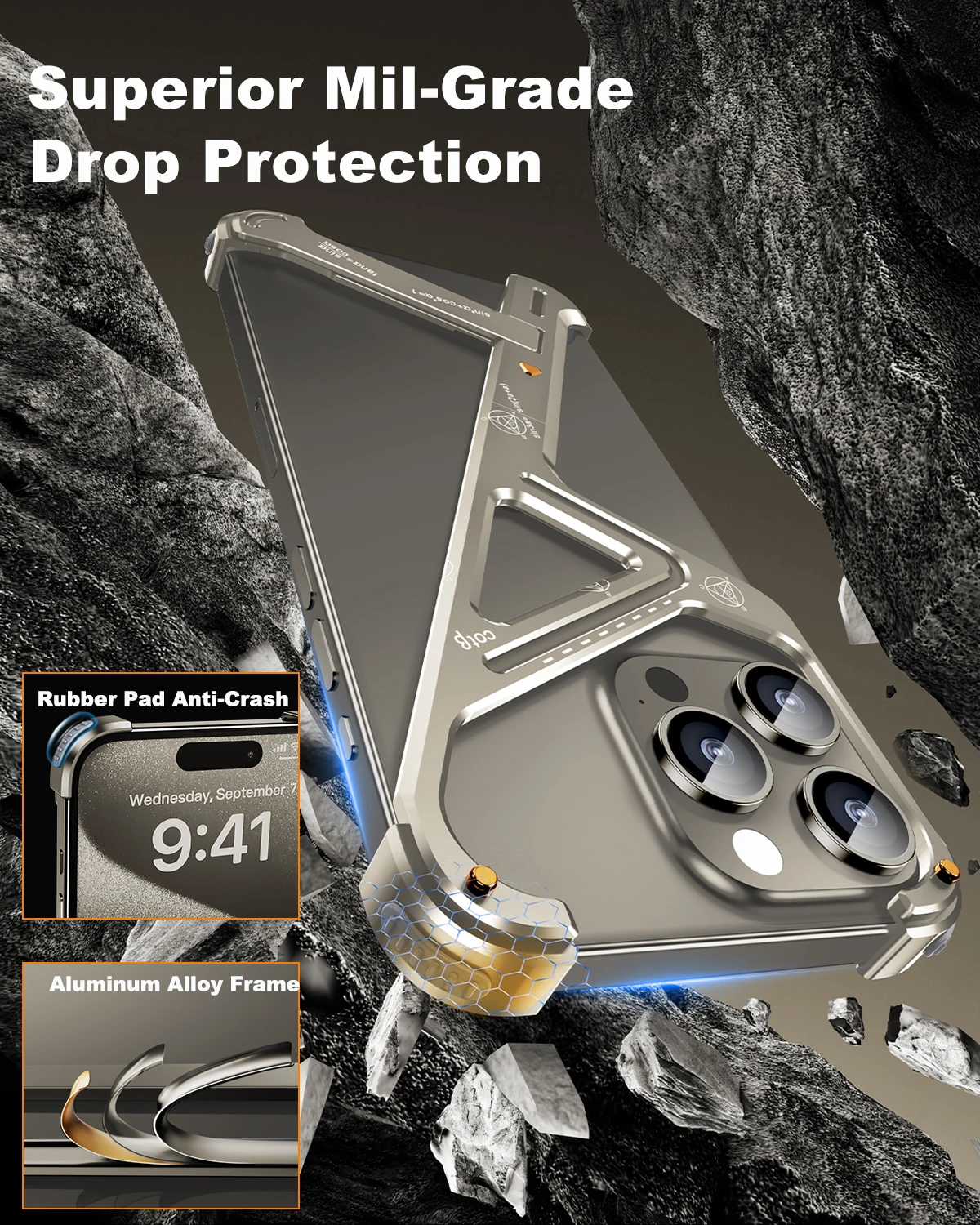 Eary Minimalist Phone Case for iPhone 15 14 Pro max Bezel Less Metal Slim Hard Shockproof Ultra Thin for iPhone 15 Pro Max Cover