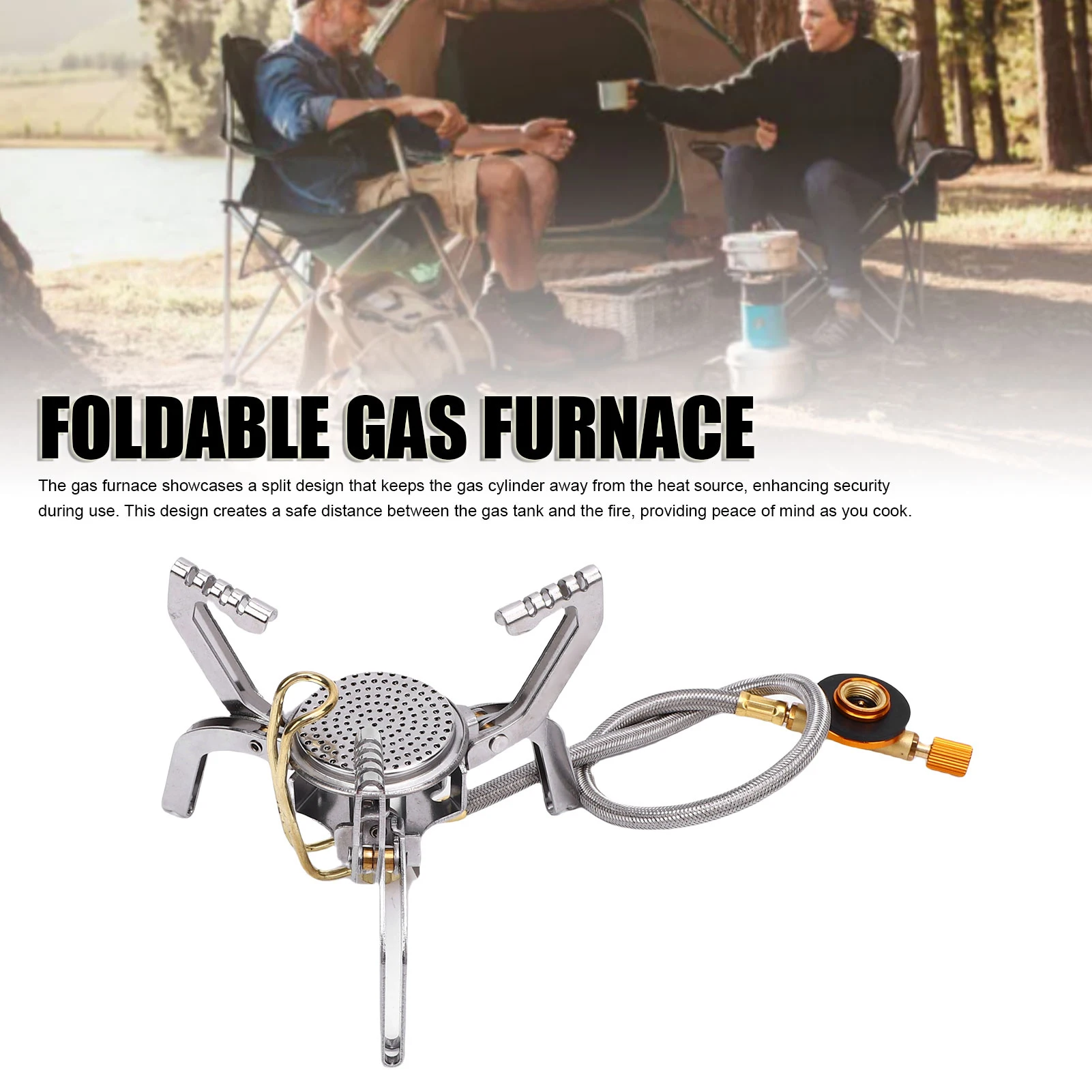 

Portable Gas Stove High Combustion Efficiency Split Ignition High Load Bearing Foldable Gas Furnace Windproof for Picnic