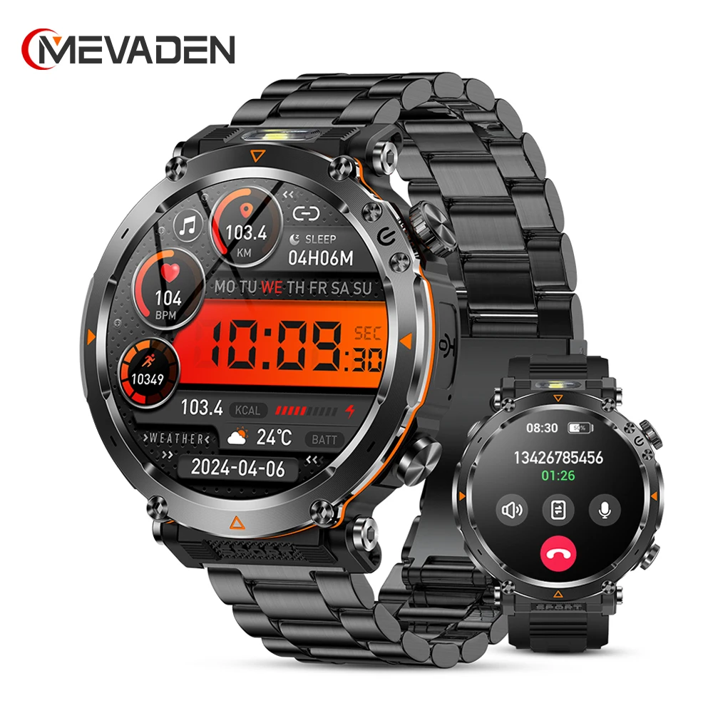

MEVADEN 1.7" Large Screen Outdoor Sports Compass Smart Watch Bluetooth Call Flashlight 600mAh Health Monitor Smartwatch MD57