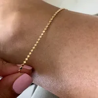 Classic Gold Color Flat Beads Chain Bracelets for Women 2024 New Fashion Stainless Steel Bracelet Anklet Party Jewelry Gifts