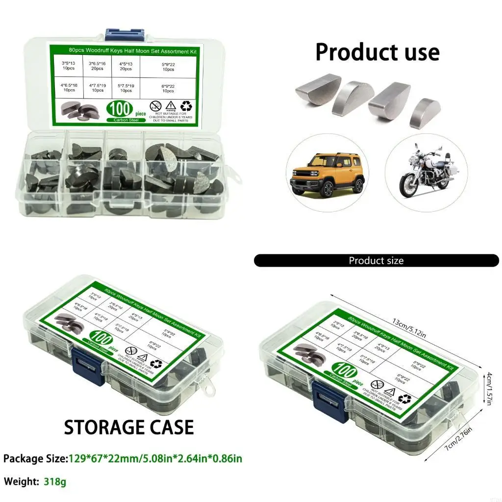 

M7DA 80pc Industrial Half Moon Collection Strong Shafts Fastening Tool Solution