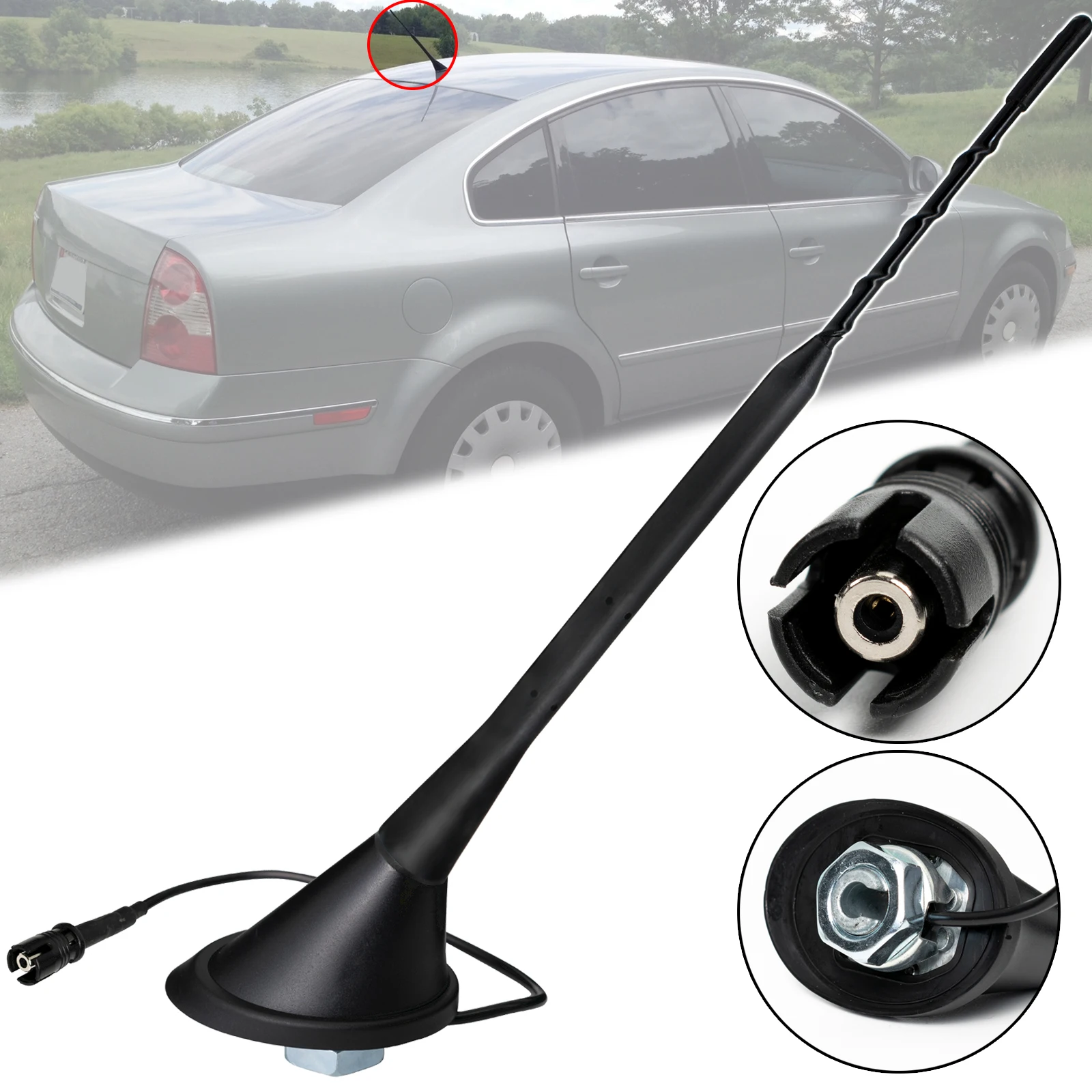 Antena de Radio para techo de coche, Base aérea, mástil, látigo, para Mazda 3, 5, 6, VW Golf Mk3, Mk4, Mk5, Polo 6n2, 9n, Passat B5, New Beetle, 9 pulgadas