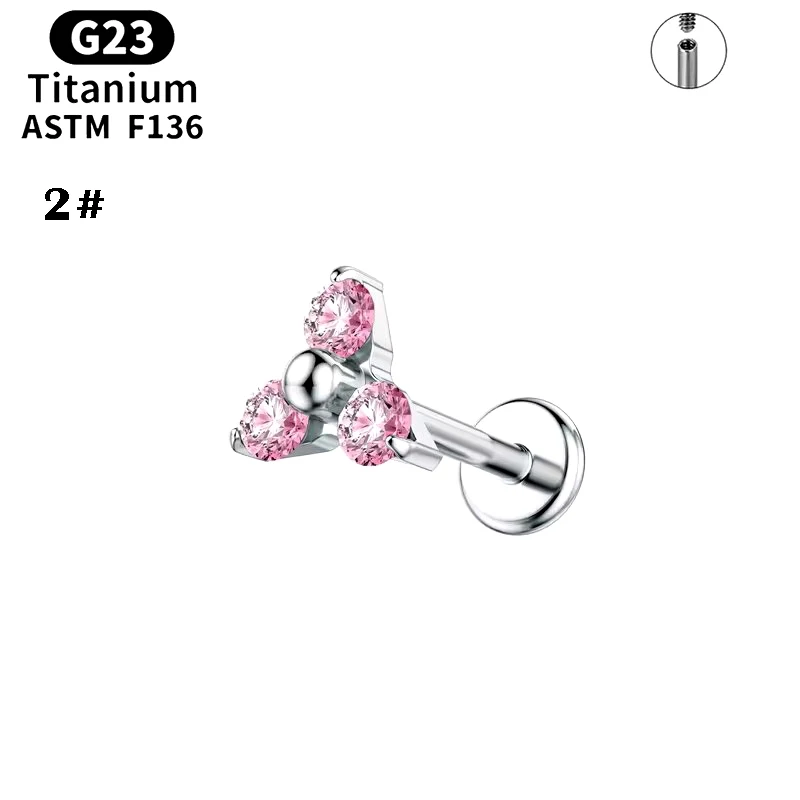 Titanium alloy lip ring, three diamond zircon earrings, human puncture jewelry