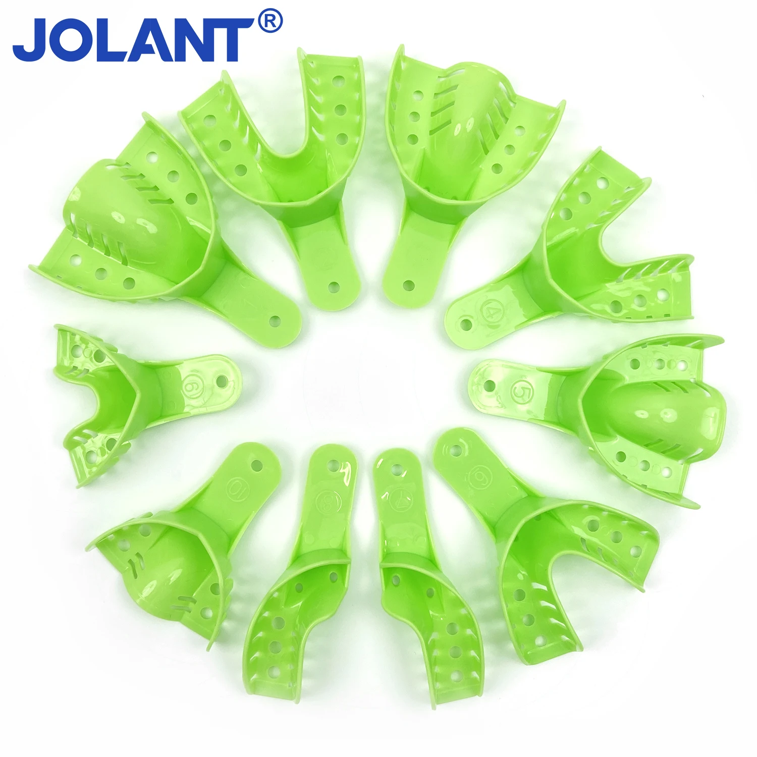 10pcs/Set JOLANT Dental Plastic Impression Trays Perforated Autoclave Tooth Holder Adult and Children Dentistry Clinic Materials