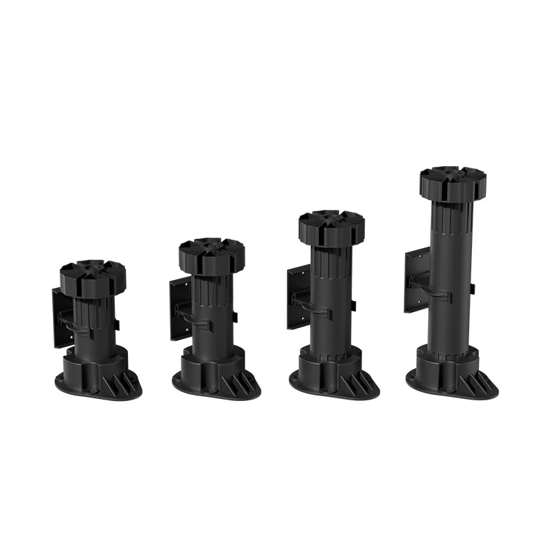 Black Adjustable Plastic round Foot for Kitchen Cabinet Support Leg Furniture Hardware Accessory