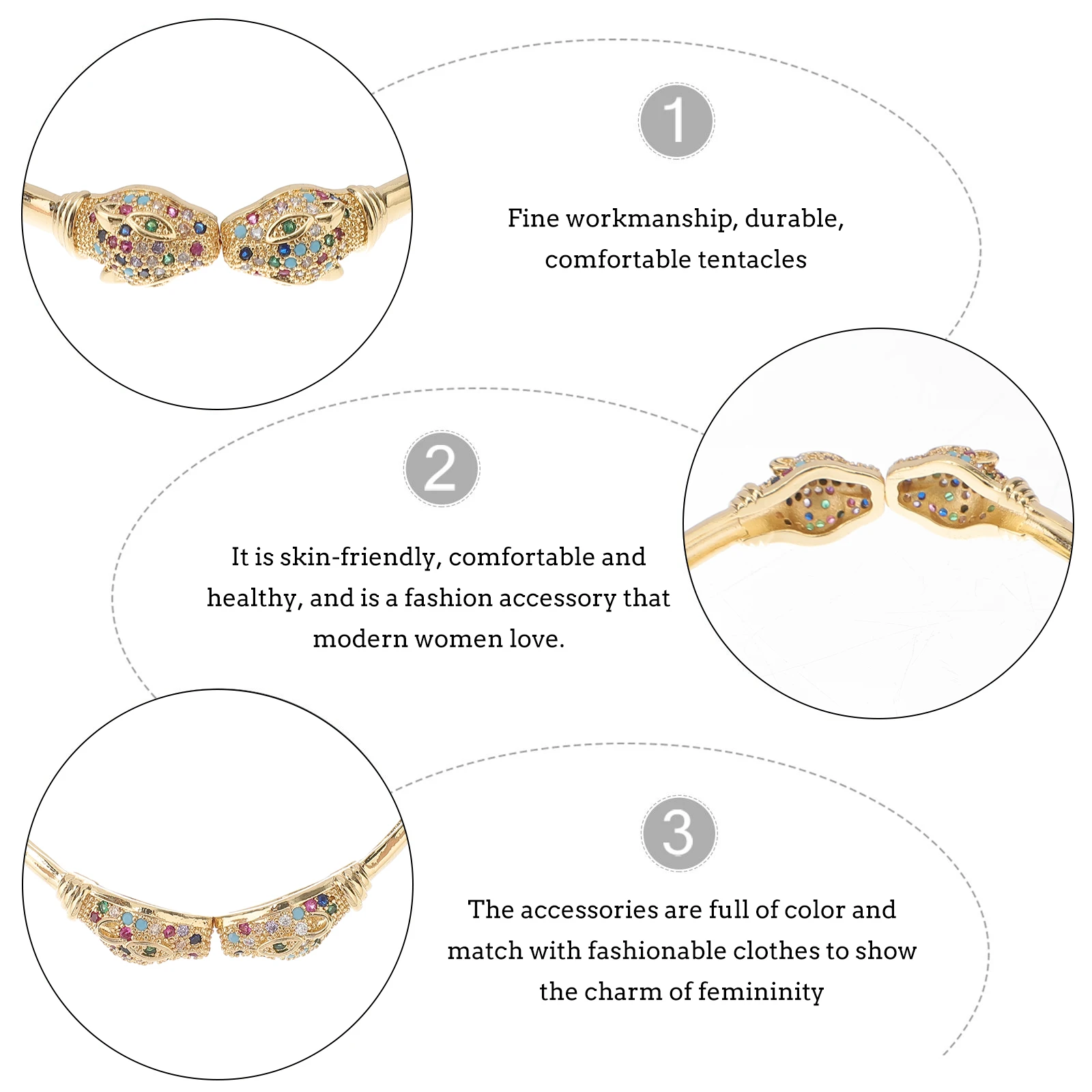 

Zircon Animal Women Adjustable Bangle Teen Charm Bracelet Girls Jewelry Gift Jewelry Bracelet Fashion Accessories Colorful