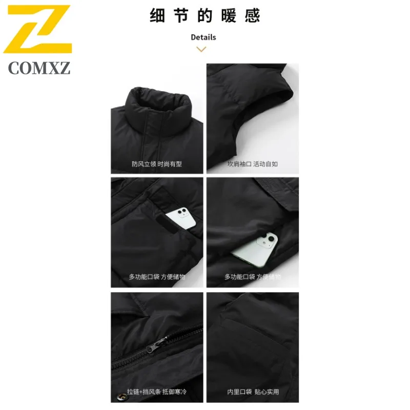 الخريف الرجال الوقوف طوق أسفل سترة بيضاء بطة ريشة سميكة جاكيت بلا إكمام مقاوم للماء يندبروف مناسبة التخييم الصيد #3