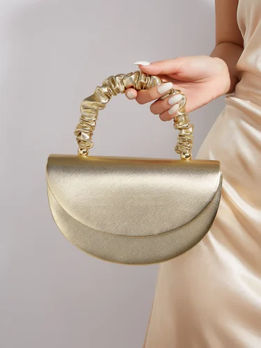 Imagen 1 del producto Hermosas y brillantes bolsos de noche plisados, los bolsos de novia son adecuados para asistir a banquetes y fiestas.