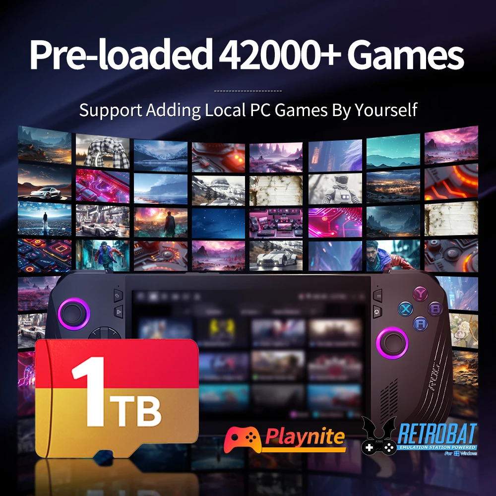 بطاقة الألعاب لـ ROG ALLY/ROG ALLY X/WIN PC المحمولة مع 42400 + ألعاب لـ PS3/PS2/Switch/Wii/SNES/N64 وبطاقة ذاكرة ألعاب الكمبيوتر