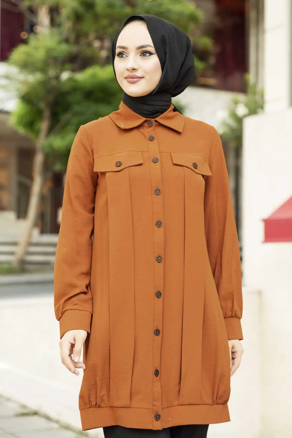 Front Button Tunik Cap Tile