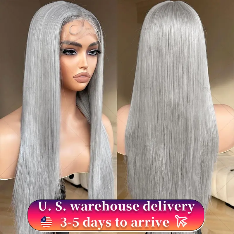 30 Inch Straight Lace Front Wig Human Hair Light Grey 13x6 hd Lace Front Wig Human Hair Pre Plucked 13x4 Lace Front Colored Wig