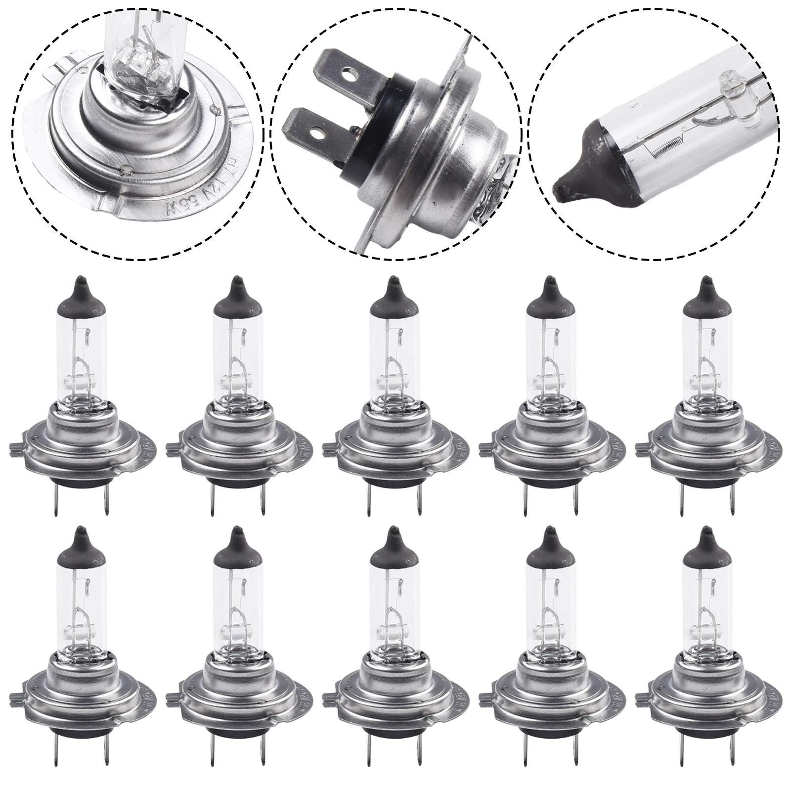 10PCS H7 55W-12V Halogen Headlights Bulbs Supers Bright Warm-White Lights Bulbs Headlight Lamp Car Replacements Accessories