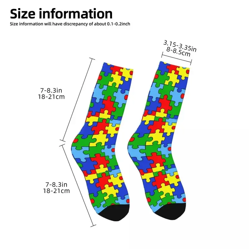 Y2K Autumn Winter Crazy Design Men'S Women'S Autism Puzzle Pieces Ribbon Awareness Breathable Basketball Socks