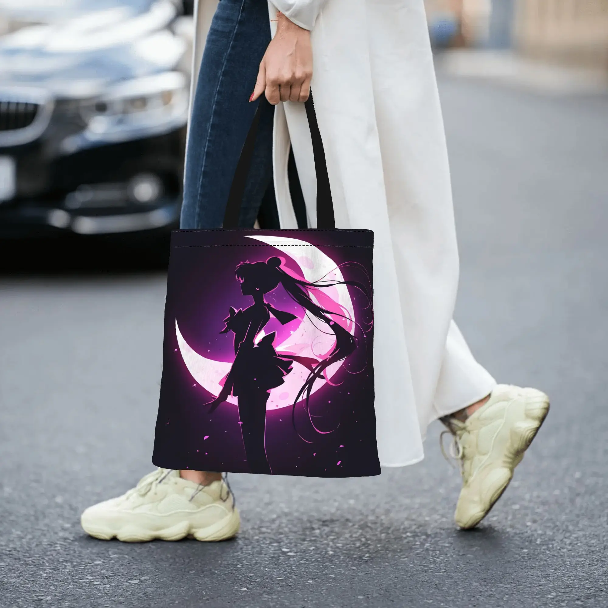 1PC Crescent Moon Usagi Canvas Tote Bag Sailor Moon Canvas Tote Bag Perfect for Shopping Grocery Travel & Outdoor - view 4