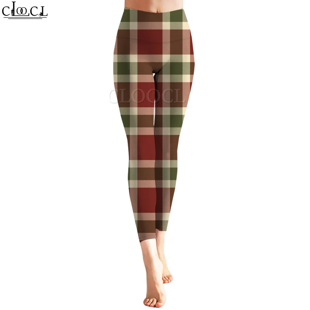 

CLOOCL Women Leggings Christmas Red and Green Check Pattern Print Trousers Ladies Workout Running Casual Legging Female Clothing