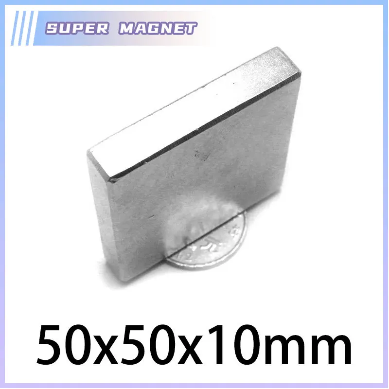 

1/2PCS 50x50x10m Big Permanent Magnets Thick Quadrate 50*50*10 mm Neodymium Magnet N35 50x50x10mm Strong Magnetic Sheet
