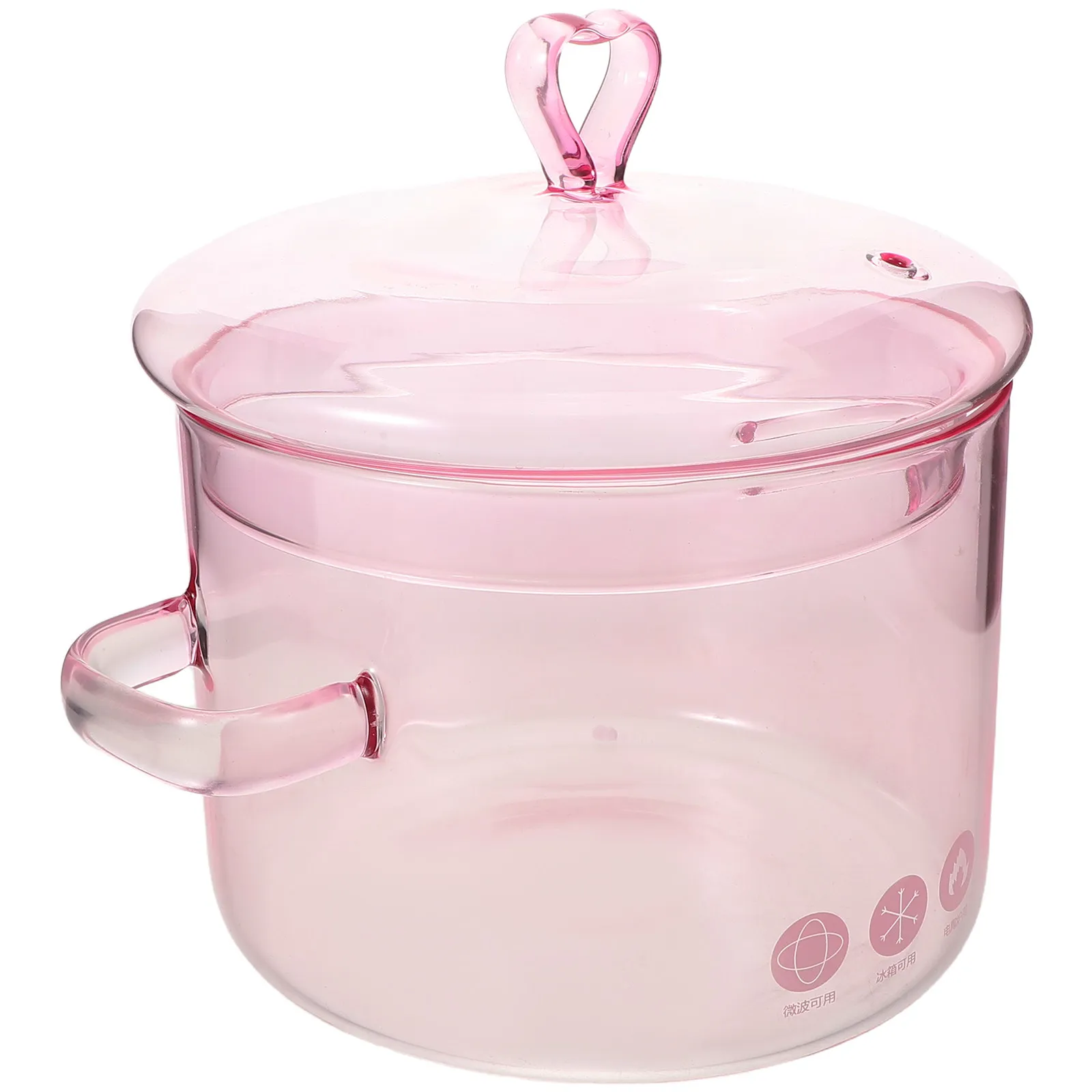 1900Ml Heart-Shaped Pink Borosilicate Glass Stew Pot for Stovetop Electric Ceramic Cooktop Clear Simmer Soup Pasta Sauce Cooking