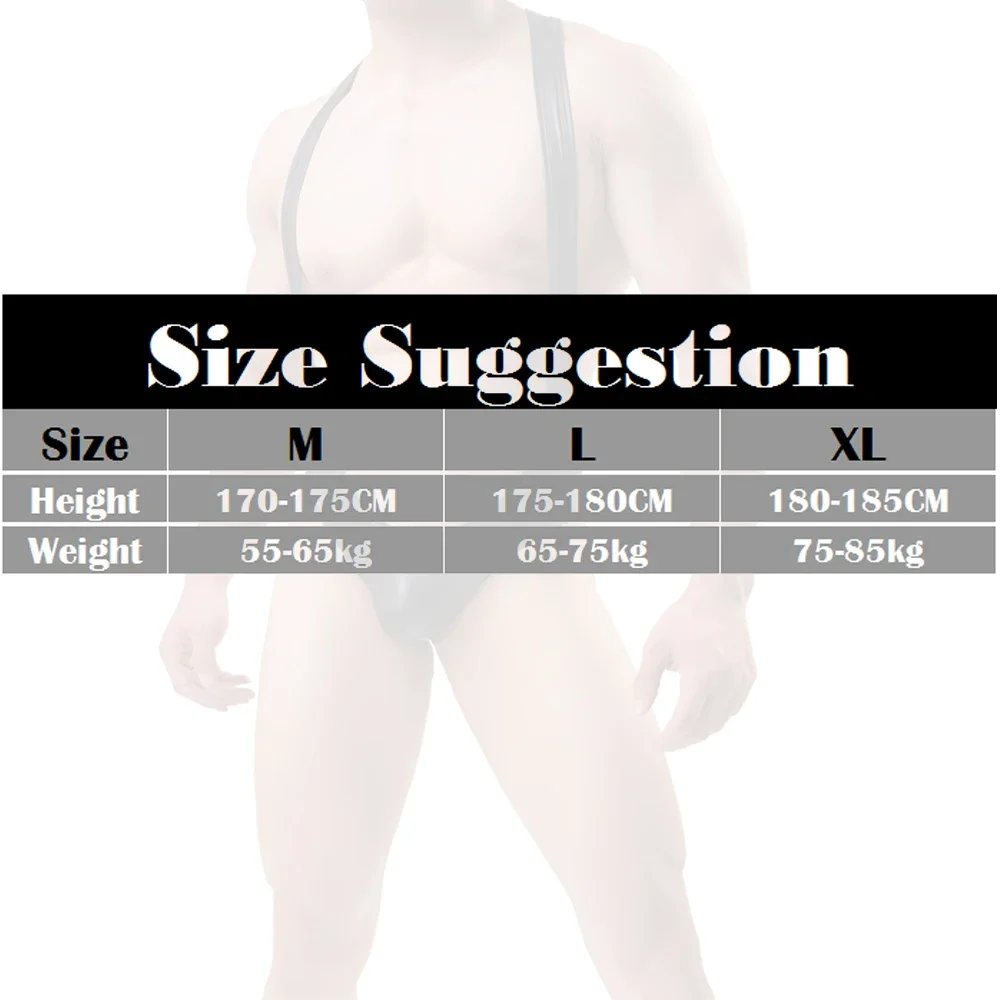 Sexy Sissy Men Bodysuit Faux Leather Leotard Undershirt Penis Pouch Wrestling Singlet Jumpsuit Underwear Men Leather Sex Catsuit