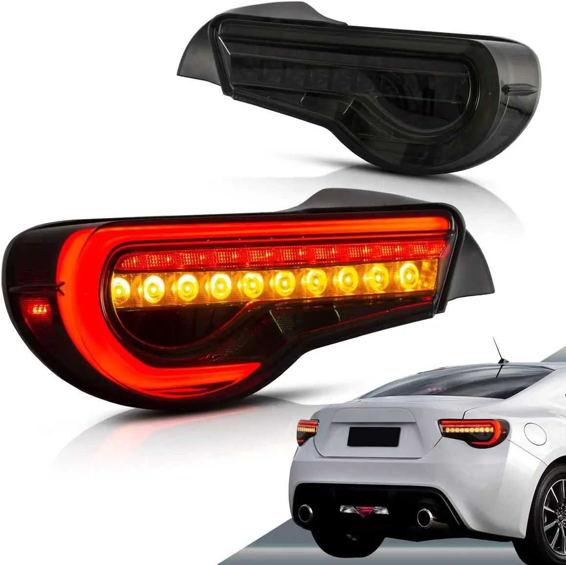 LED Tail lights Compatible with Scion Fr-s 2013-2016 Toyota86/ Subuaru Brz 2013-2020 with Amber Sequential, Full Led Rear