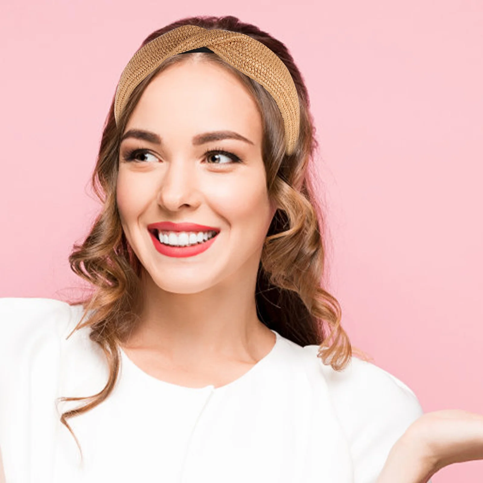 

Straw Woven Headband Knotted Hair Hoop Simple Elegant Hair Accessories for Women Girls Daily Party Style Woven Headband