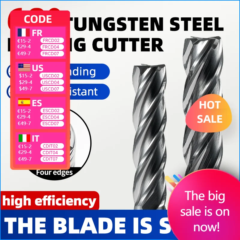 

60-Degree Tungsten Steel End Mill 4-Flute Black Coated Stainless Steel Special Vertical Milling CNC Tool Alloy