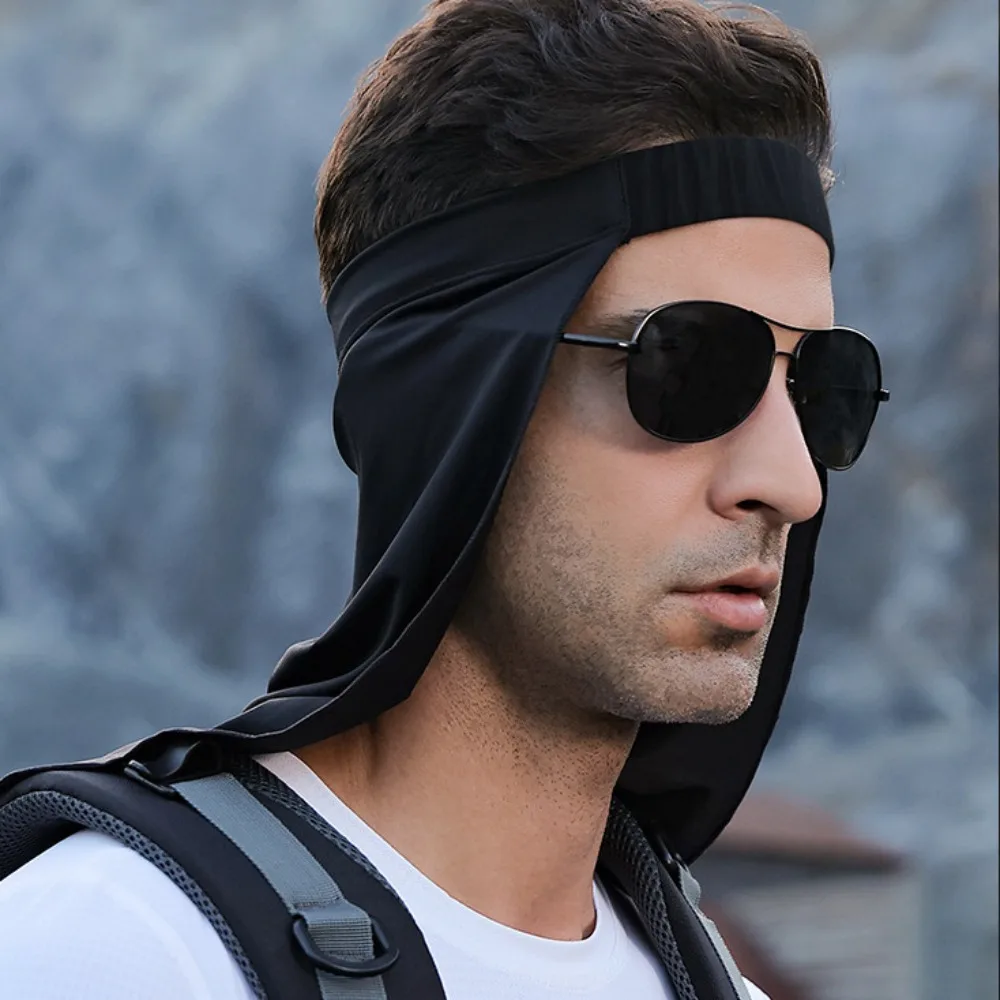 

Elastic Fitness Elastic Headband Breathable Lengthened Brim Sun Protection Headband for The Neck Face Mask Ice Silk