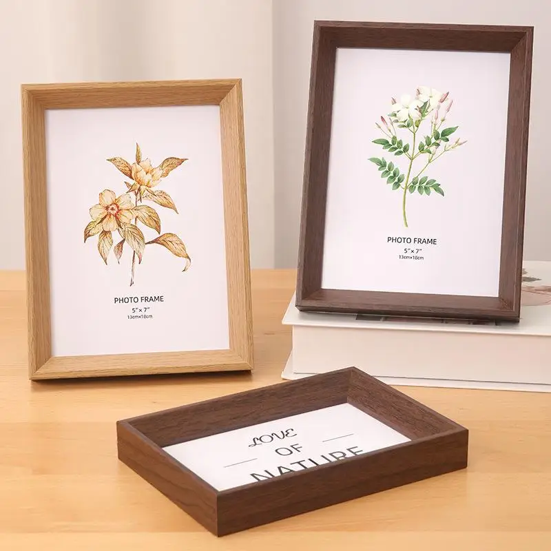 6/8/10 Inches Density Board Wooden Picture Frame Display Stand Square Minimalist Wood Grain Picture Frame Oil Painting Frame