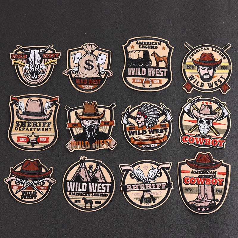 Punk denim style Patch for Clothing Iron on Desert Skeleton Embroidered Sewing Applique Sew On  Badge DIY Apparel Accessories