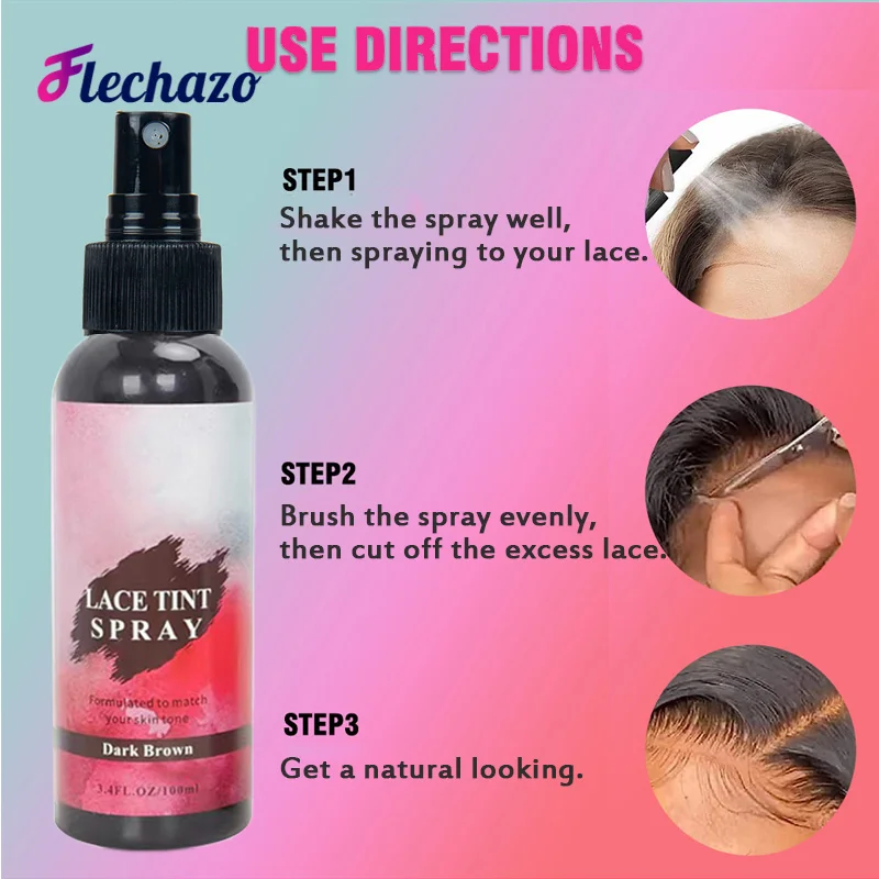 Lace Tint Spray For Lace Wig Light Medium Dark Brown Lace Spray - 100Ml 3.38Oz Lace Hair Dye Wig Tint Spray Easy To Use