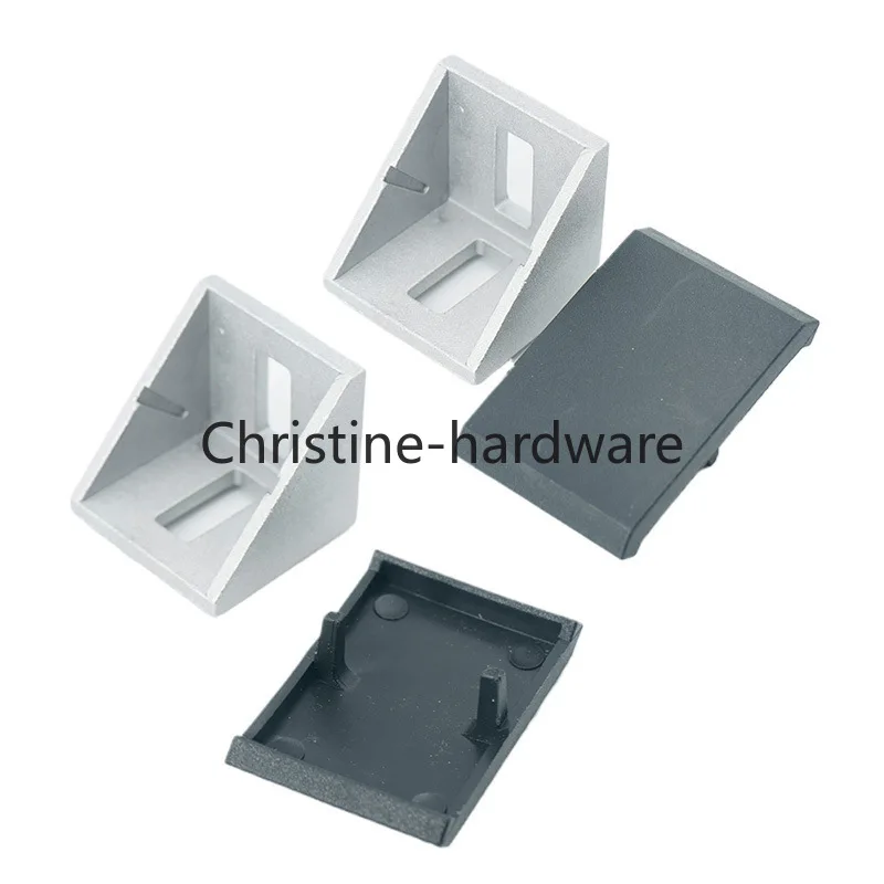 10pcs 2020 3030 4040 Corner Bracket Fitting Black Angle Aluminum Connector with Cap for Industrial Aluminum Profile view 6