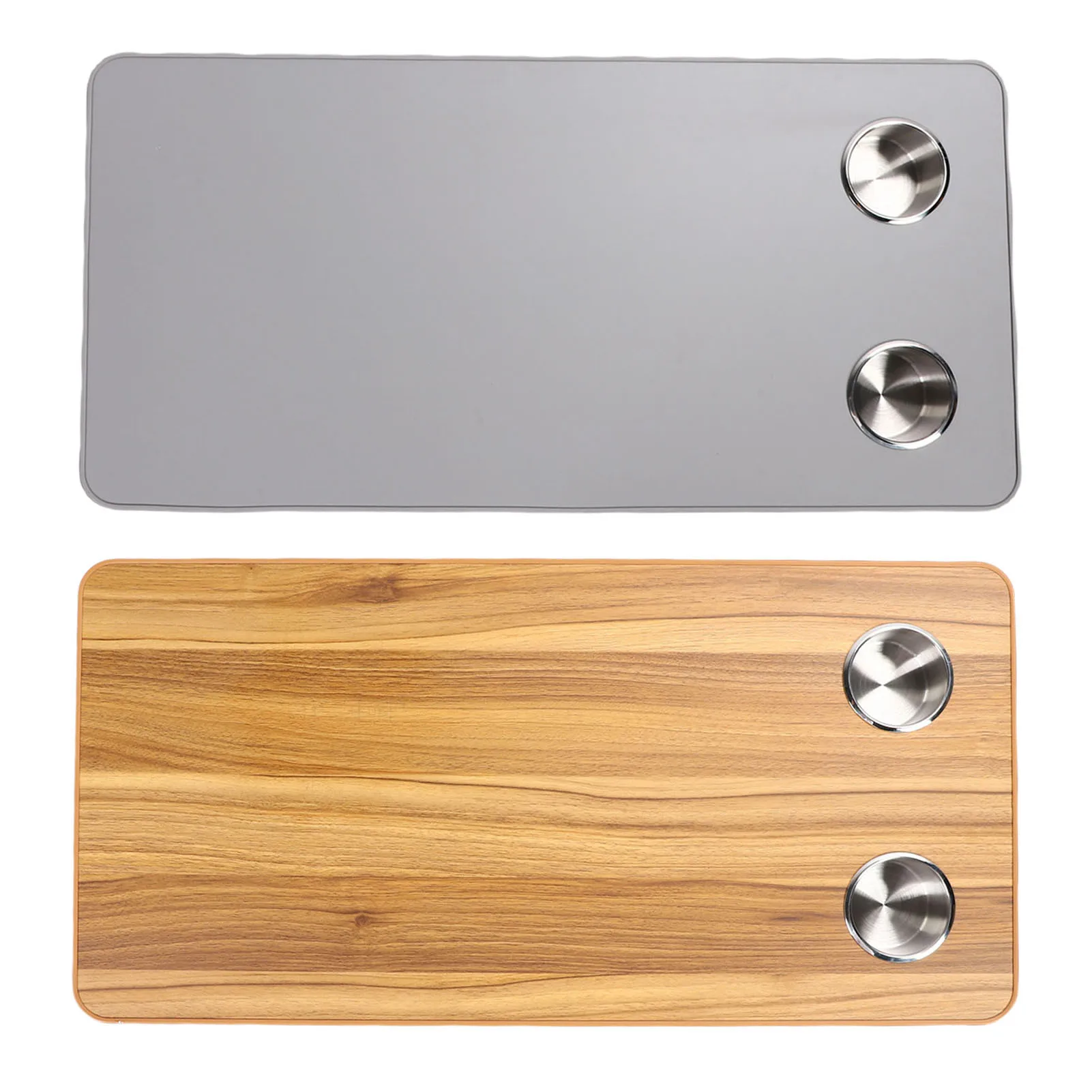 Boat Table Top Panel RV Table Top with 2 Cup Holders Rectangular Solid Wood for Work Dining for Trailer Motorhome Yacht Deck