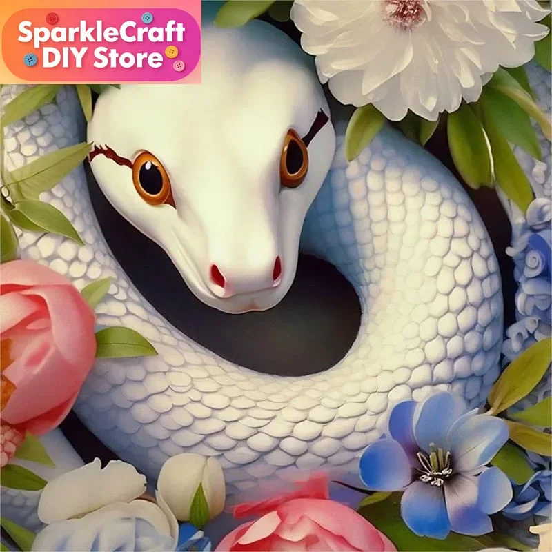 

1pc frameless 1 set of White Snake Diamond Painting Set, DIY Adult Full Diamond Home Decoration Painting Set, Adult, Frameless