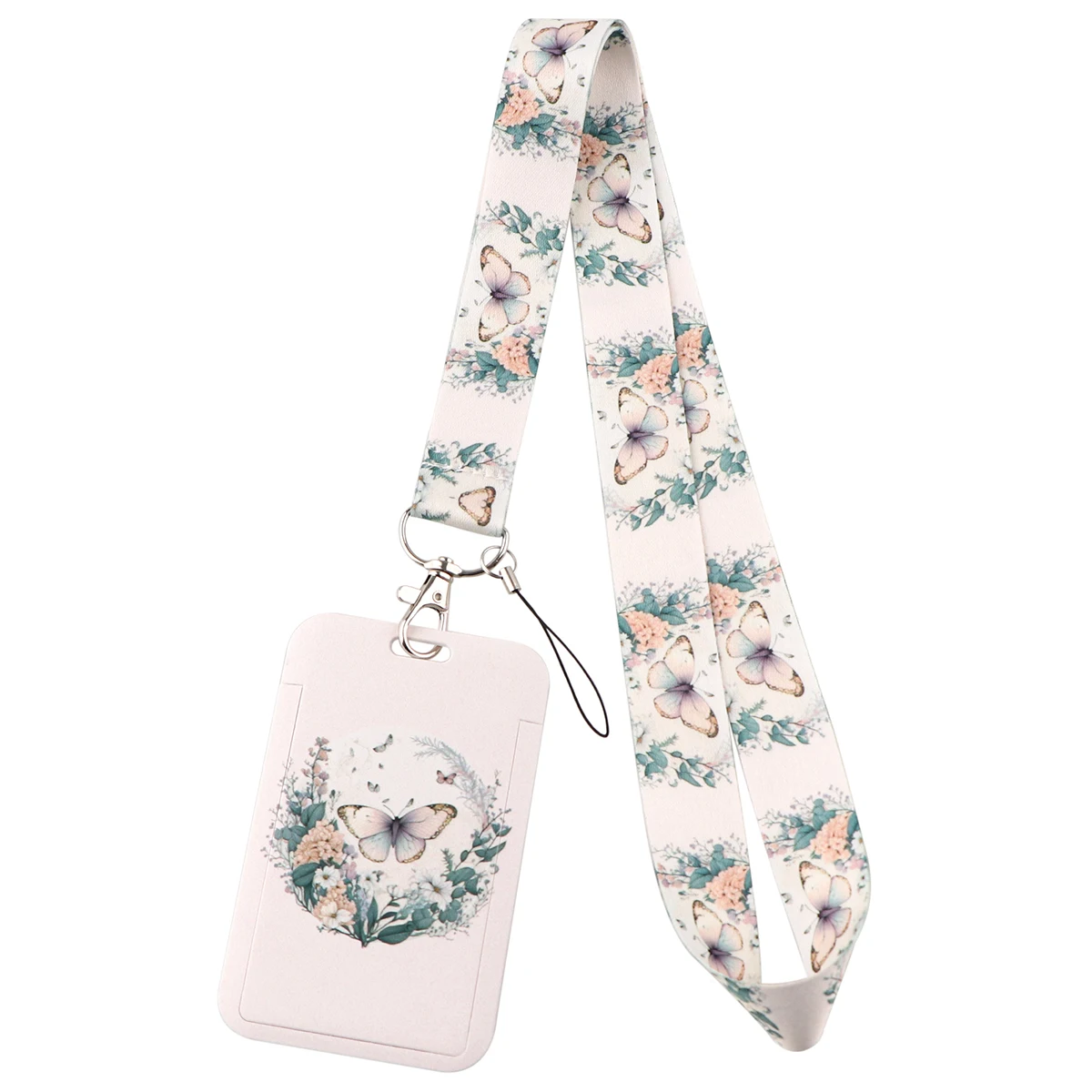 Ransitute R3030 Flower Butterfly series Personality ID Card Holder Bus Card Holder Card Lanyard For Keys Phone DIY Hang Rope