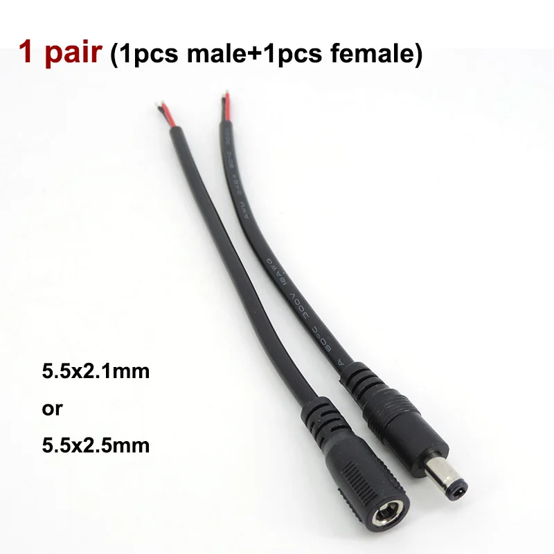 18 cm 18awg 7A DC Männlich Weiblich Netzteil Stecker Kabel 5,5x2,1mm 5,5x2,5mm Kupfer kabel Für LED Streifen licht Kamera 2,1mm 2,5mm