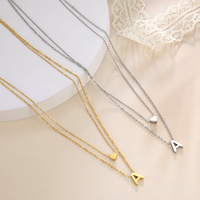 Kkjoy Fashion Stainless Steel Gold Silver Color Dainty Tiny Heart Initial Letter Pendant Choker Necklace For Women Jewelry Gift