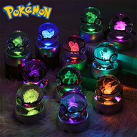 Pokemon 3D Crystal Ball Figure Lugia Snivy Raikou Entei Milotic Cyndaquil Groudon Lamp Base Pokeball Glass Ball Night Light Gift
