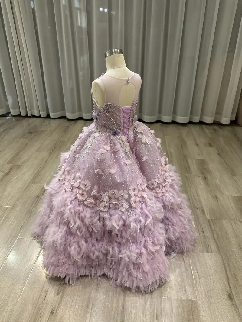 Vestido de princesa púrpura con flores para niños