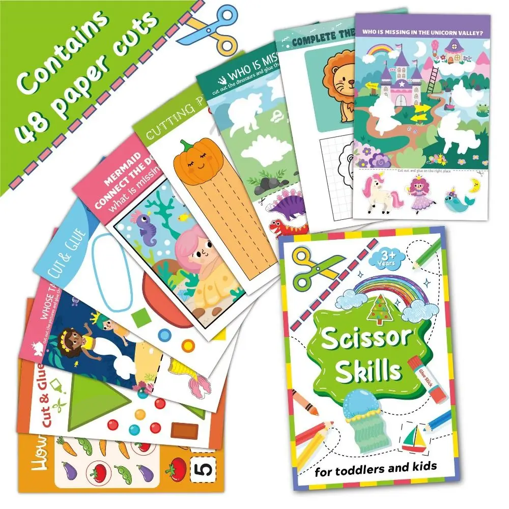 Paper Children's Paper-cut Book Art Learning Arts and Crafts Cutting Activity Book Scrapbooking for montessori toy