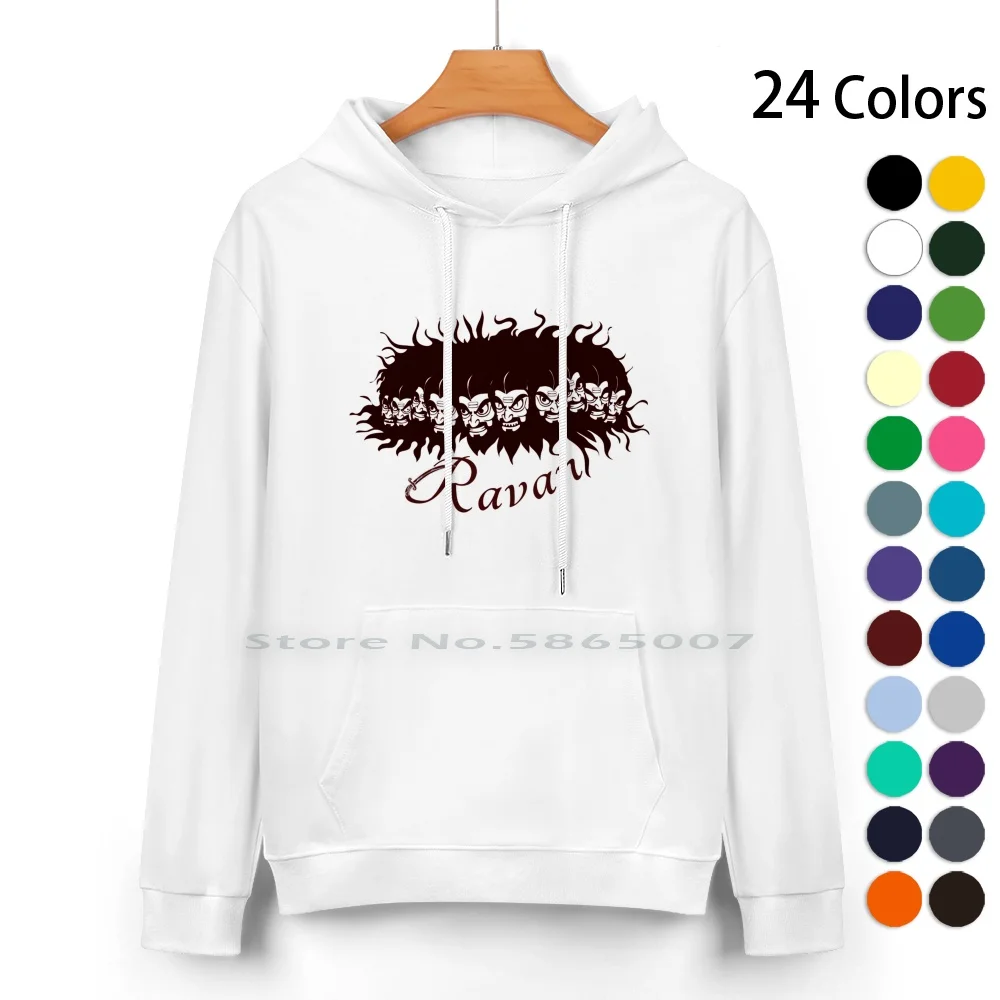 King Ravana Pure Cotton Hoodie Sweater 24 Colors Ravana Sri Lanka Historical Culture Hanuman God Indian Hindi Ramayana Religion