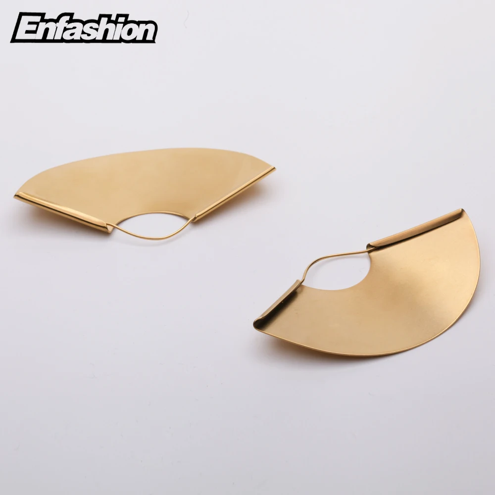 Enfashion Vintage Camber Fan Dangle Earrings Matte Gold color Big Earings Drop Earrings For Women Fashion Jewelry brinco E5425