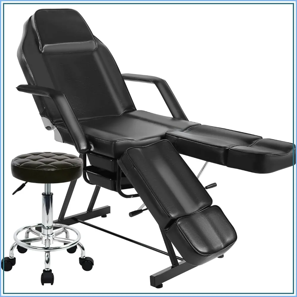 Tattoo Chair Facial Bed Hydraulic Stool Adjustable Massage Table Split Legs Tilting Salon Spa