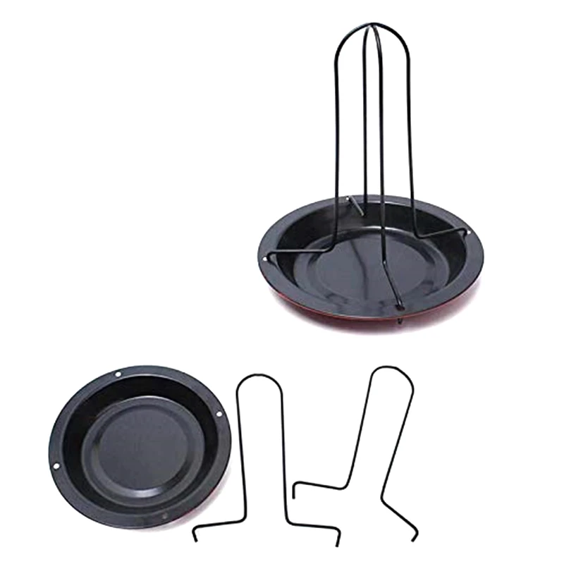 J1UL1N Chicken Roaster Rack For Oven, Grill, Or BBQ Carbon Steel Vertical Poultry Turkey Standing Holder With Bowl Great For Hom