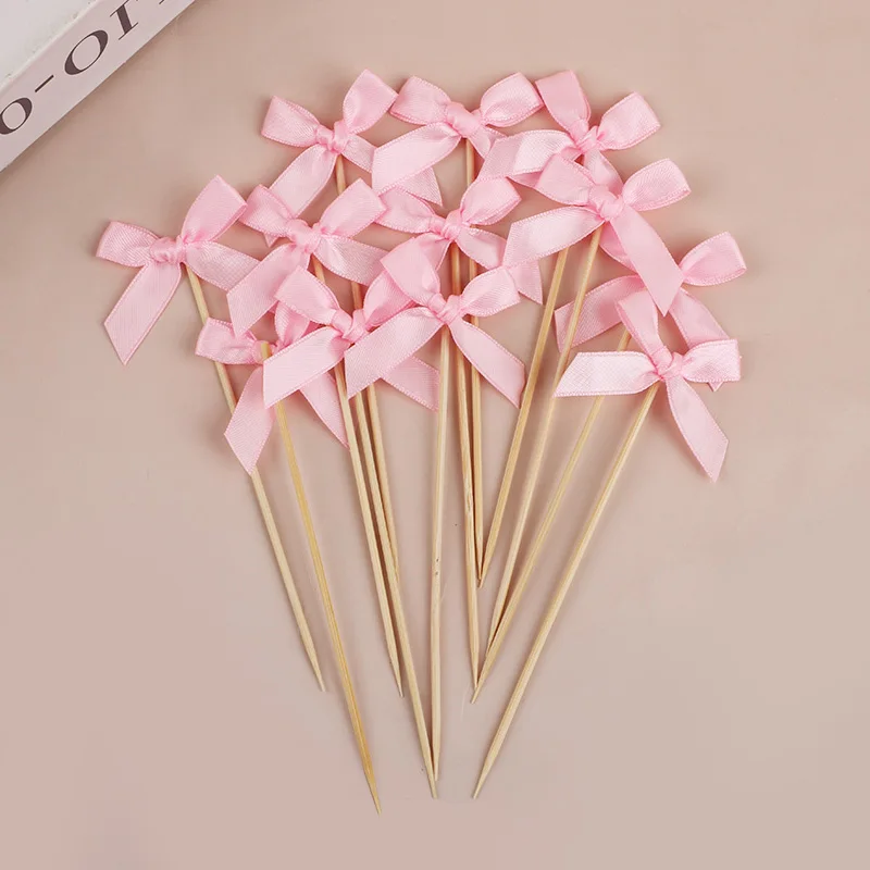 

12PCS Butterfly Knot Fabric Insert Signature Dessert Baking Happy Birthday Theme Cake Insertion Party Decoration Supplies