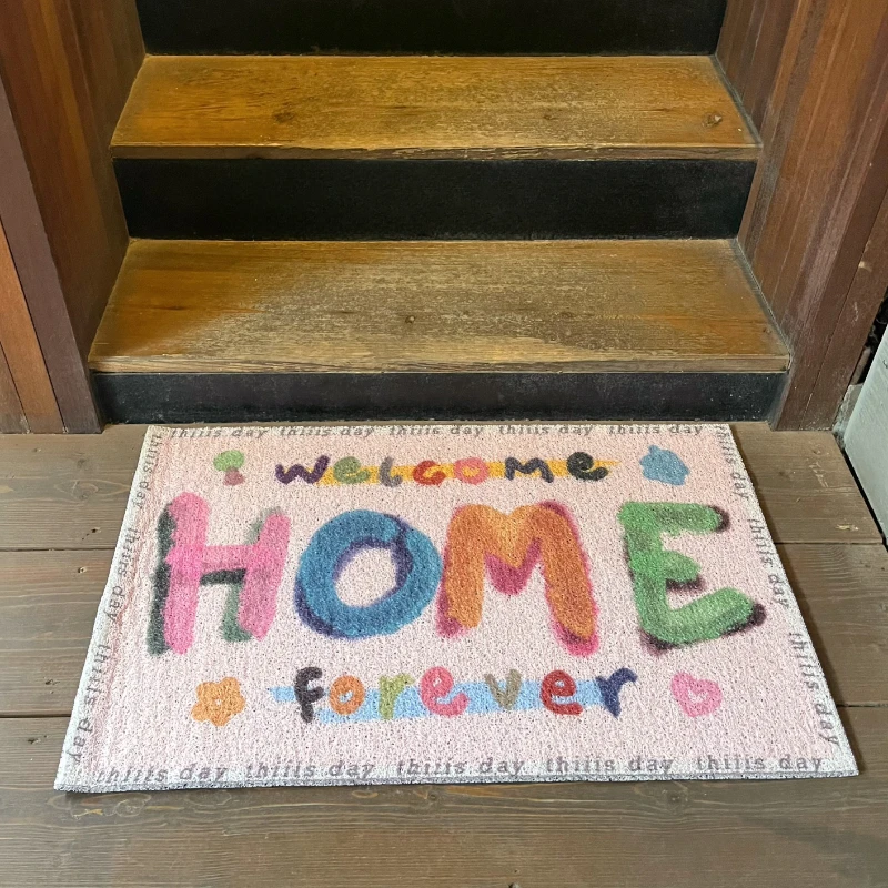 Cartoon Door Mats Letter Pattern Dirt-resistant Foot Mat Pink Cute Easy-to-care Carpet Non-slip Wear-resistant Balcony Rug Ковер