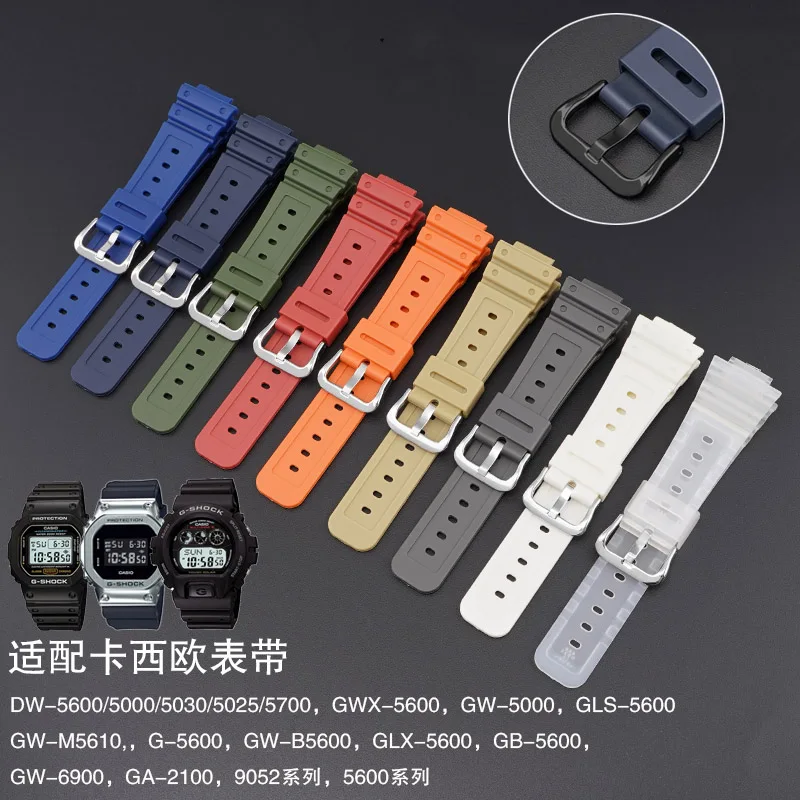 Watchband for Casio G-shock GW-M5610 DW-6900 GW-M5600 DW-5600 G5700 Rubber Strap covex interface 16mm Watch Strap Sport Bracele