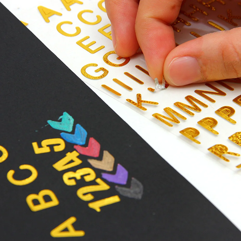 

6 Sheets Gold Foil Letter Number Stickers Peel and Stick DIY Decals for Kids Crafts Home Decoration Alphabet Stickers