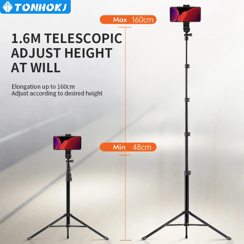 

1.6mTripod for Cell Phone & Camera, Phone Tripod with Remote and Phone Holder, Portable Tripod for iPhone, Phone Tripod for Vide