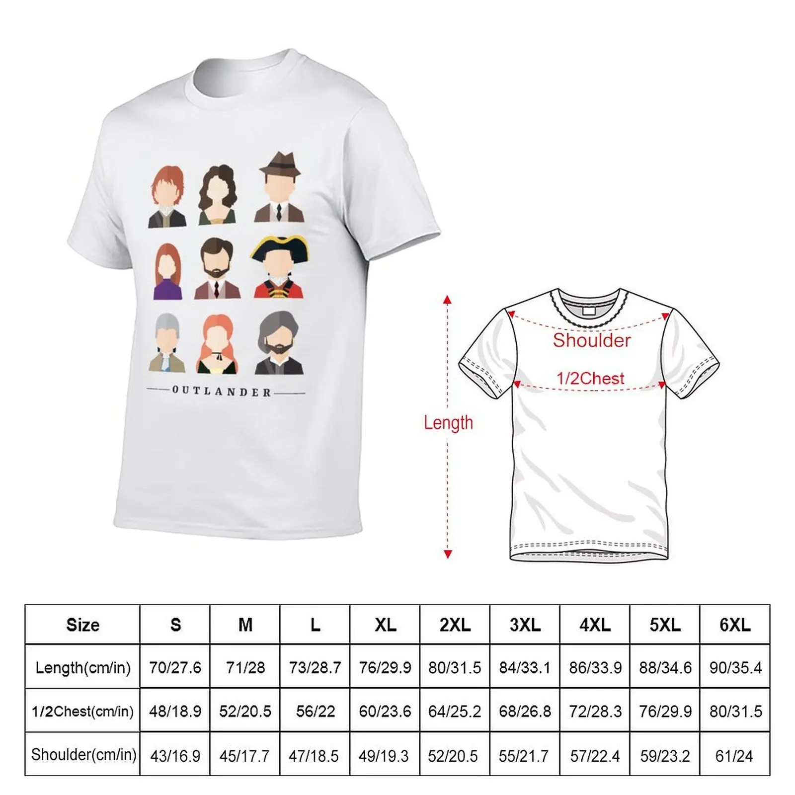 Outlander Characters Icons Illustration 2 T-Shirt man t shirts for men anime t shirts oversize mens graphic t shirts T-shirt