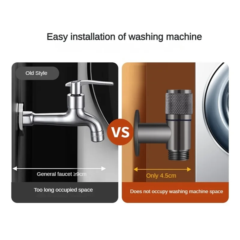 B01C-النحاس واحد في ثلاثة خارج ثلاثة طريقة التحكم غسالة الكروم/رمادي صنبور ثلاثي الاتجاه صمام مثلث G1/3Mini #6