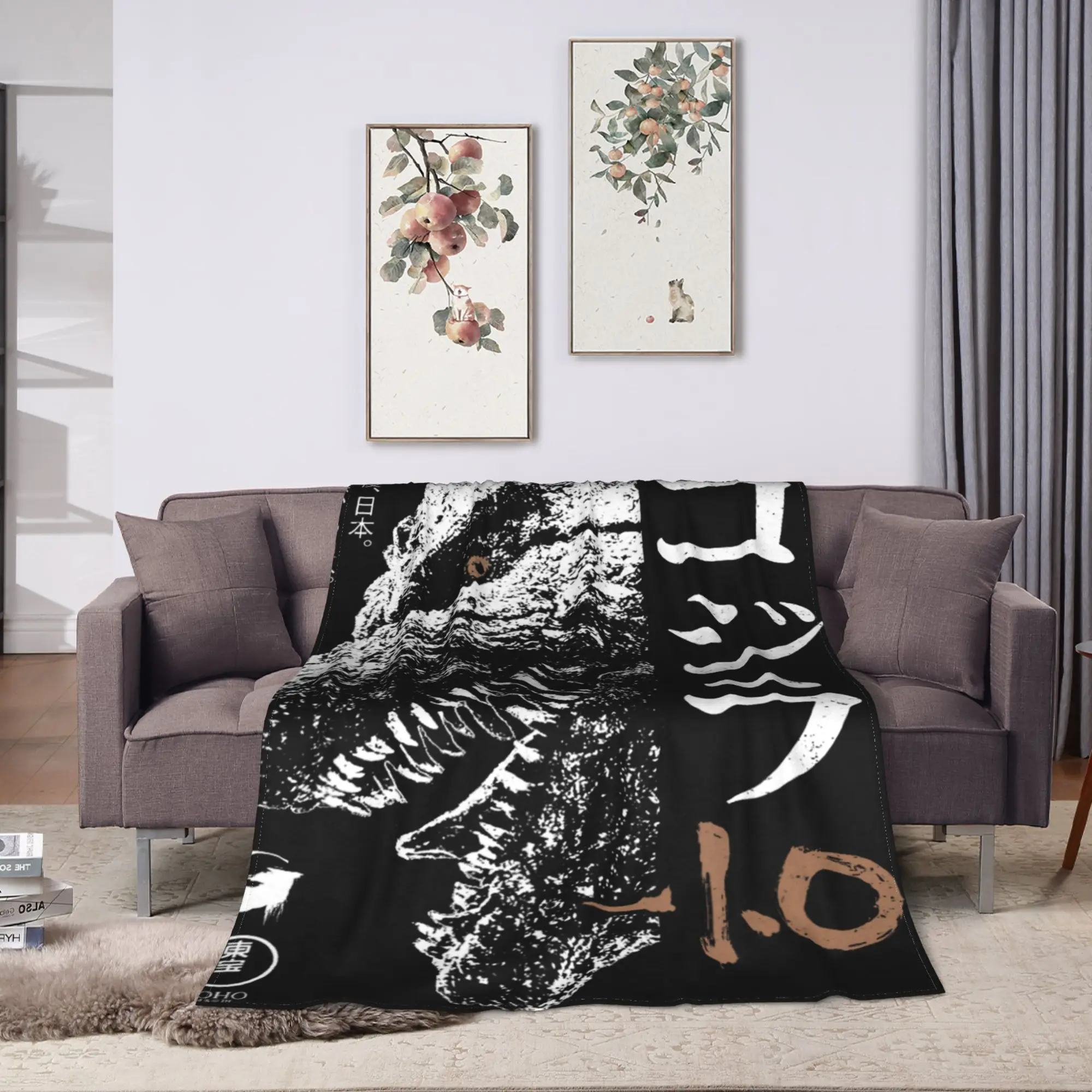 Super Soft Blanket Travel Godzilla Minus One Half Face Movie Throw Blanket  Flannel Bedspread For Couch Bed Sofa Bed Cover